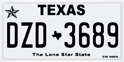 TX license plate DZD3689