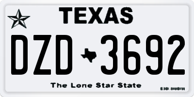 TX license plate DZD3692