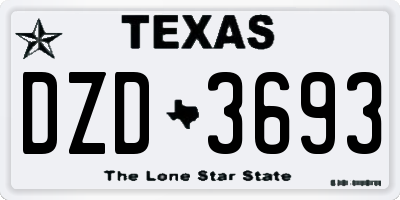 TX license plate DZD3693