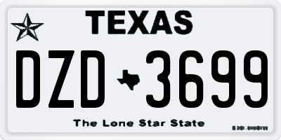 TX license plate DZD3699