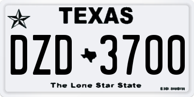 TX license plate DZD3700