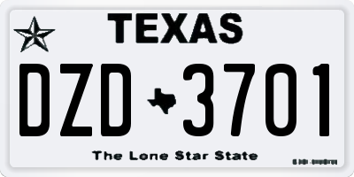 TX license plate DZD3701