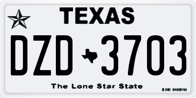 TX license plate DZD3703