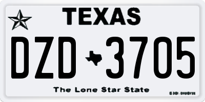TX license plate DZD3705