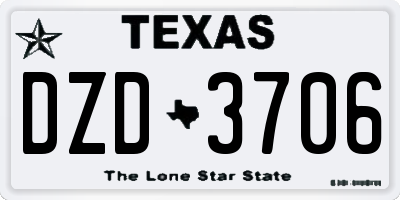 TX license plate DZD3706