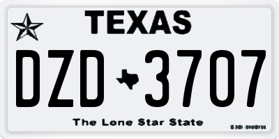 TX license plate DZD3707