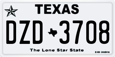 TX license plate DZD3708
