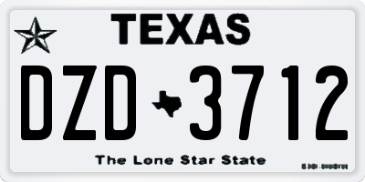 TX license plate DZD3712