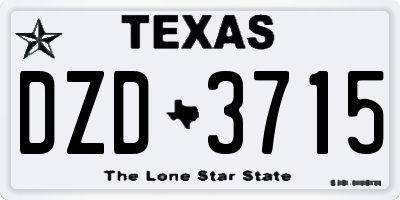 TX license plate DZD3715