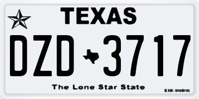 TX license plate DZD3717
