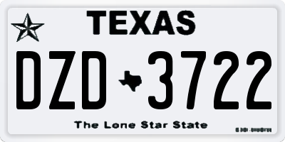 TX license plate DZD3722