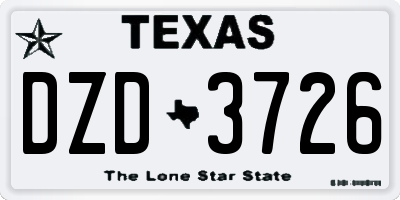 TX license plate DZD3726