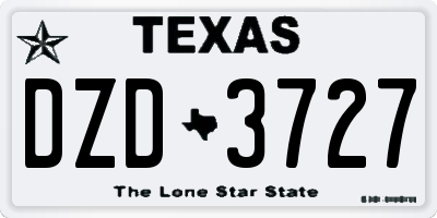 TX license plate DZD3727