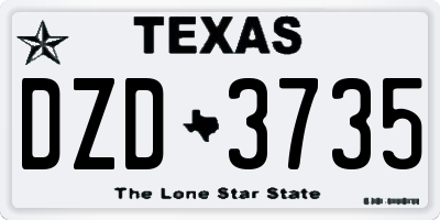 TX license plate DZD3735