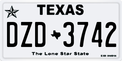 TX license plate DZD3742