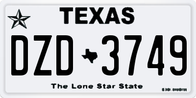 TX license plate DZD3749