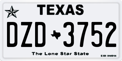 TX license plate DZD3752