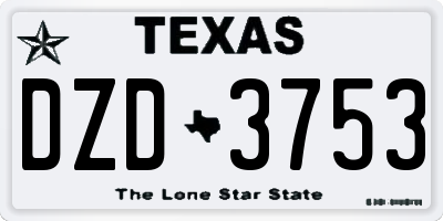 TX license plate DZD3753