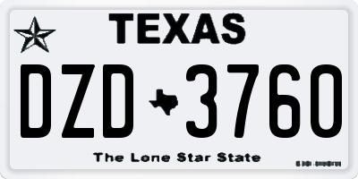 TX license plate DZD3760