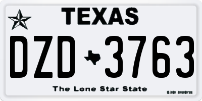 TX license plate DZD3763