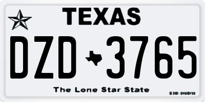 TX license plate DZD3765