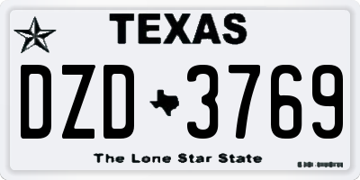 TX license plate DZD3769