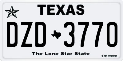TX license plate DZD3770