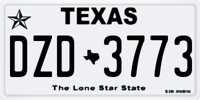 TX license plate DZD3773