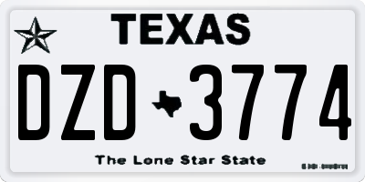TX license plate DZD3774