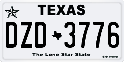TX license plate DZD3776