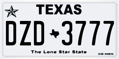 TX license plate DZD3777