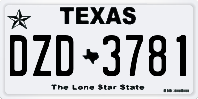 TX license plate DZD3781