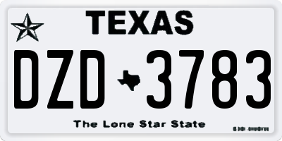TX license plate DZD3783