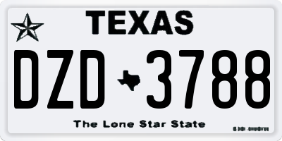 TX license plate DZD3788