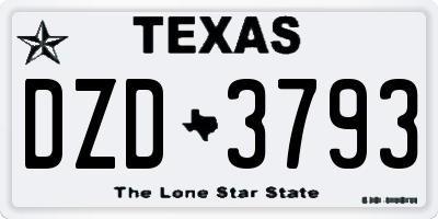 TX license plate DZD3793