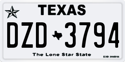TX license plate DZD3794