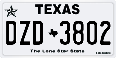 TX license plate DZD3802