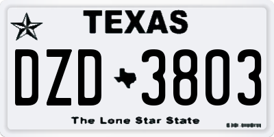 TX license plate DZD3803