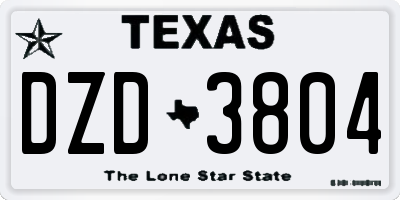 TX license plate DZD3804