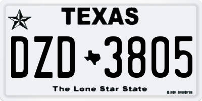 TX license plate DZD3805