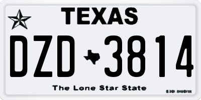 TX license plate DZD3814