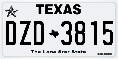 TX license plate DZD3815