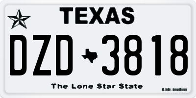 TX license plate DZD3818