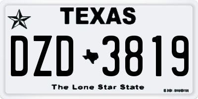 TX license plate DZD3819