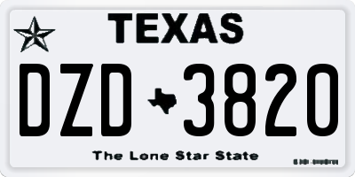 TX license plate DZD3820