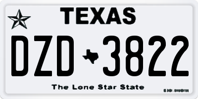 TX license plate DZD3822