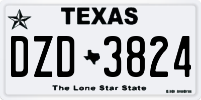 TX license plate DZD3824