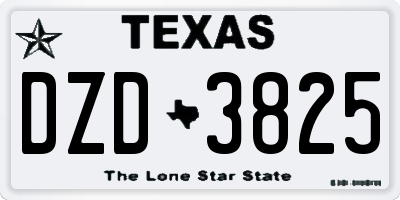 TX license plate DZD3825