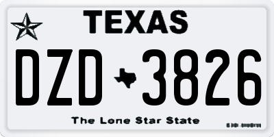 TX license plate DZD3826