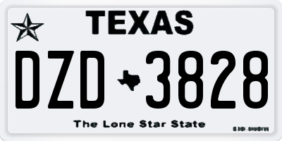 TX license plate DZD3828